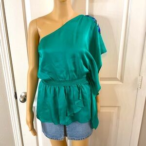 Bebe Y2K Silk Beaded Blouse